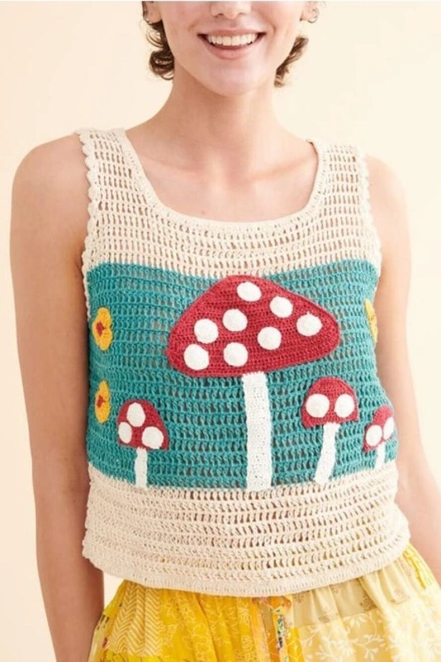 Earthbound Trading Mush Hero Crochet Tank S Cottagecore Mushroom Fairy Hippie